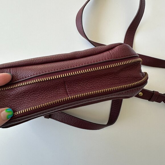 Fossil • Preston Burgundy Wine Leather Flap Crossbody Purse - Picture 10 of 15